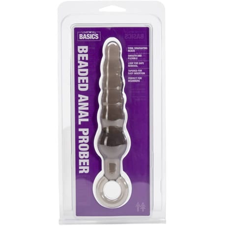 Lovehoney BASICS BEADED ANAL PROBER Anal Toy with Finger Loop