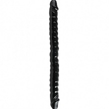BASIX rubber works 18″ RIBBED DOUBLE DONG Black Double Ended Dildo