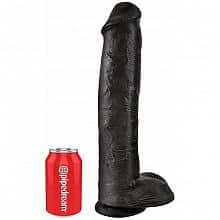 KING COCK 15″ Cock with Balls Realistic Black Suction Cup Dildo with Balls