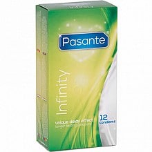 Pasante Infinity unique delay effect long lasting pleasure 12 condoms
