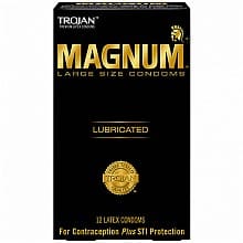 TROJAN MAGNUM LARGE SIZE CONDOMS Lubricated 12 Latex Condoms