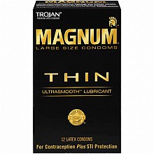 TROJAN MAGNUM LARGE SIZE CONDOMS THIN Ultrasmooth Lubricated 12 Latex Condoms
