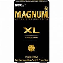 TROJAN MAGNUM LARGE SIZE CONDOMS XL Lubricated 12 Latex Condoms