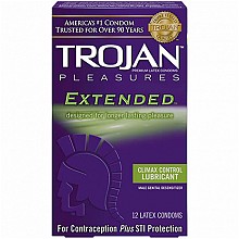 TROJAN PLEASURES EXTENDED Climax Control Lubricant 12 Latex Condoms
