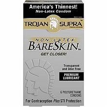 TROJAN SUPRA NON-LATEX BareSkin Premium Lubricant 6 Polyethylene Condoms