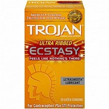 TROJAN ULTRA RIBBED ECSTASY Ultrasmooth Lubricant 10 Latex Condoms