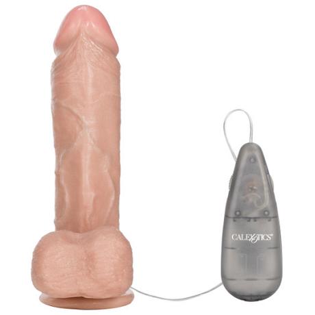 CalExotics EMPEROR VIBRATING 7″/17.75cm Realistic Dildo with Balls (Ivory)