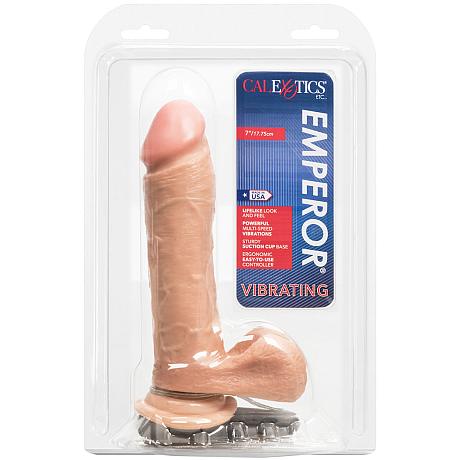 CalExotics EMPEROR VIBRATING 7″/17.75cm Realistic Dildo with Balls (Ivory)