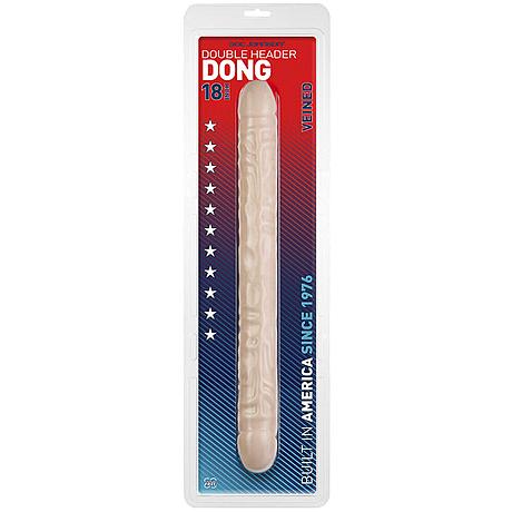 DOC JOHNSON DOUBLE HEADER DONG 18 INCH VEINED Double Headed Dildo (Cream)