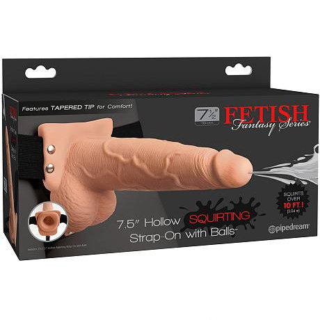 FETISH Fantasy Series 7.5″ Hollow SQUIRTING Strap-On with Balls