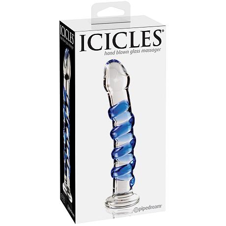 ICICLES No 05 Sapphire Spiral Glass Dildo 7 Inch