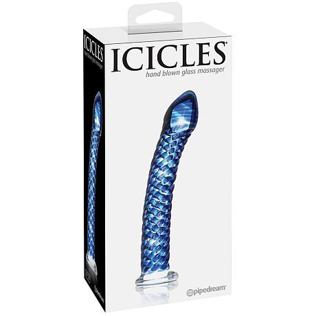 ICICLES No 29 Blue Pattern Glass Dildo 7.5 Inch