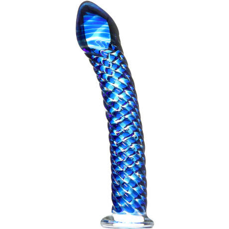 ICICLES No 29 Blue Pattern Glass Dildo 7.5 Inch