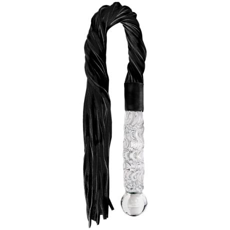 ICICLES No 38 Hand Blown Glass Dildo with Leather Whip