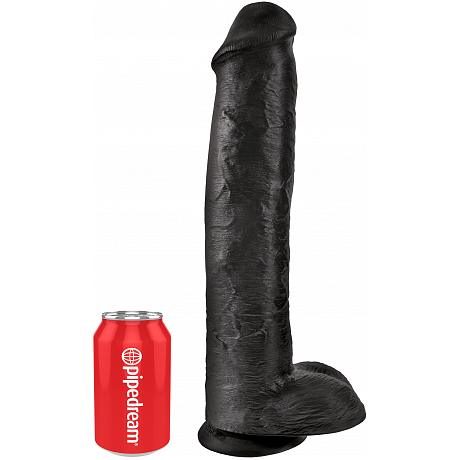 KING COCK 15″ Cock with Balls Realistic Black Suction Cup Dildo with Balls
