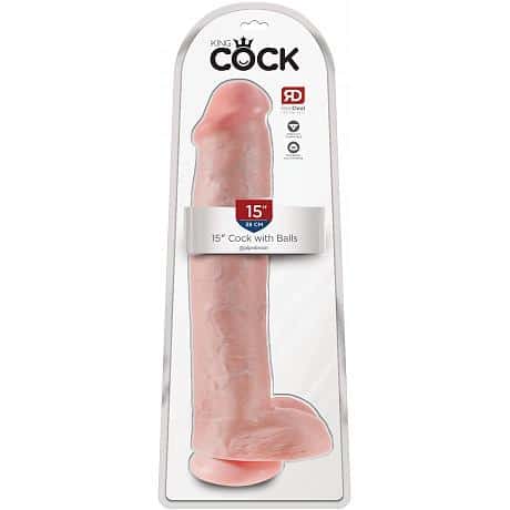 KING COCK 15″ Cock with Balls Realistic Suction Cup Dildo with Balls