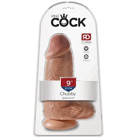 KING COCK 9″ Chubby Realistic Dildo with Suction Cup and Balls (Tan)