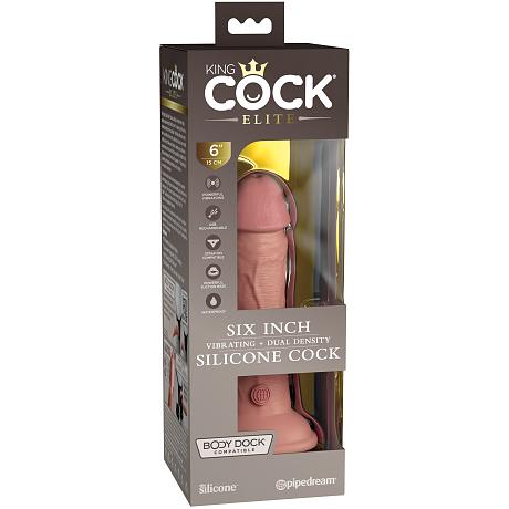 KING COCK ELITE 6 Inch Vibrating + Dual Density Silicone Cock