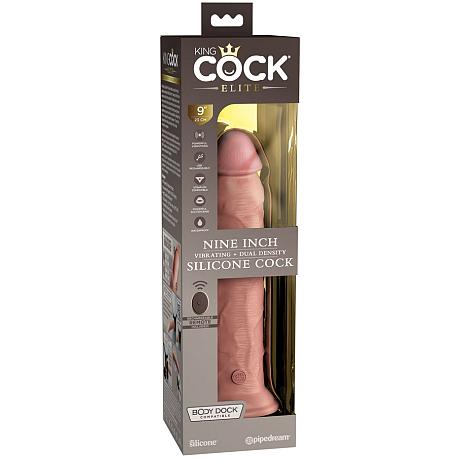 KING COCK ELITE Nine Inch Vibrating + Dual Density Silicone Cock