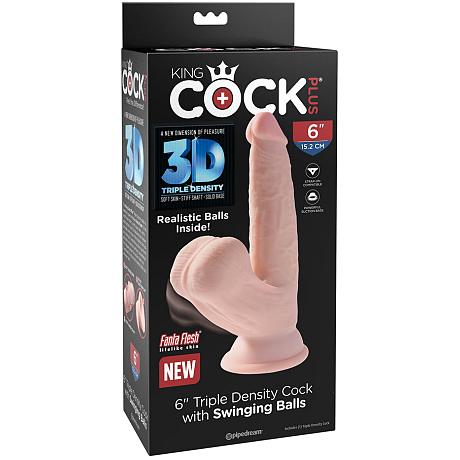 KING COCK PLUS 6″ Triple Density Cock with Swinging Balls