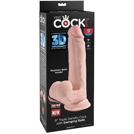 KING COCK PLUS 9″ Triple Density Cock with Swinging Balls