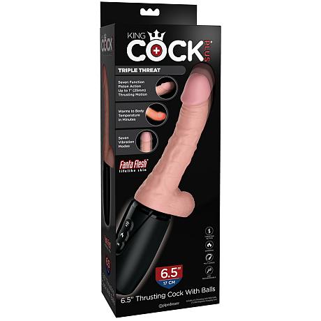 KING COCK PLUS TRIPLE THREAT 6.5″ Thrusting Cock with Balls