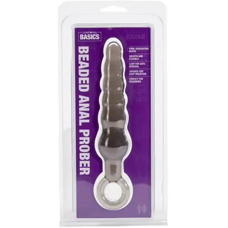 Lovehoney BASICS BEADED ANAL PROBER Anal Toy with Finger Loop