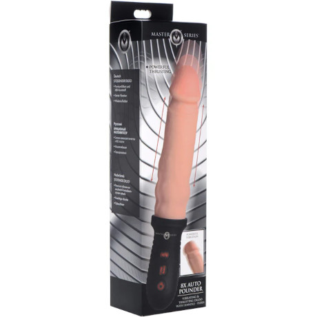 MASTER SERIES 8X AUTO POUNDER Vibrating & Thrusting Dildo with Handle – Flesh