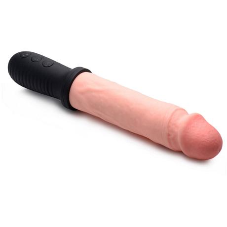 MASTER SERIES 8X AUTO POUNDER Vibrating & Thrusting Dildo with Handle – Flesh