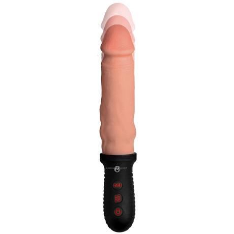 MASTER SERIES 8X AUTO POUNDER Vibrating & Thrusting Dildo with Handle – Flesh