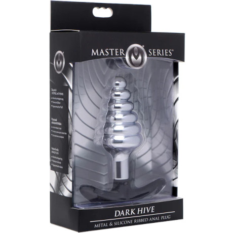 MASTER SERIES DARK HIVE Metal & Silicone Ribbed Anal Plug