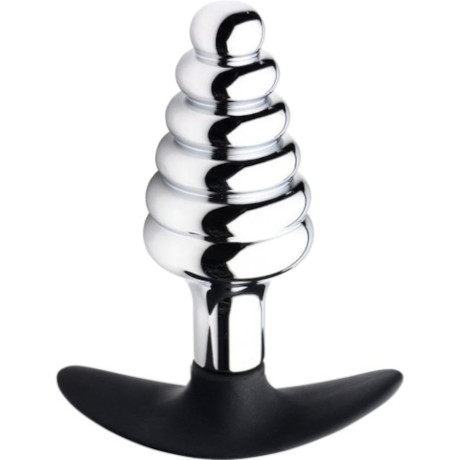 MASTER SERIES DARK HIVE Metal & Silicone Ribbed Anal Plug