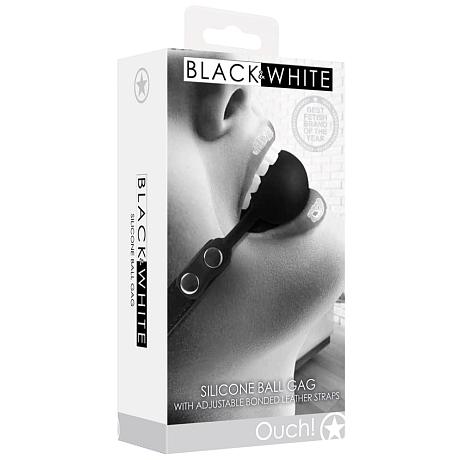 Ouch! BLACK&WHITE Silicone Ball Gag with Adjustable Bonded Leather Straps