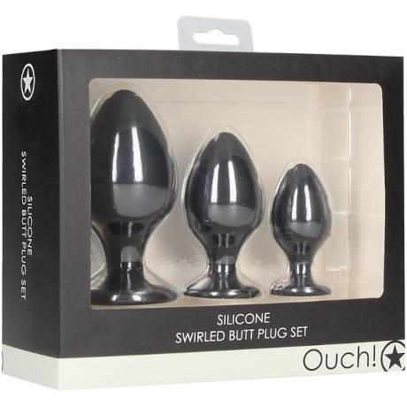 Ouch! Silicone Swirled Butt Plug Set