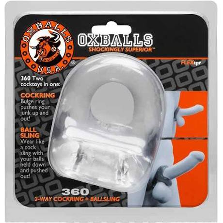OXBALLS 360 2-WAY COCKRING + BALLSLING Cock Ring and Ball Strap (Clear)