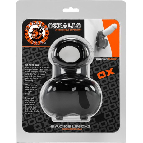 OXBALLS SACKSLING-2 COCKSLING/BALL BAG Ball Stretcher & Cock Ring (Black)