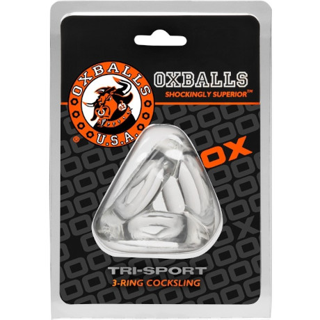 OXBALLS TRI-SPORT 3-RING COCKSLING Cock and Ball Ring (Clear)