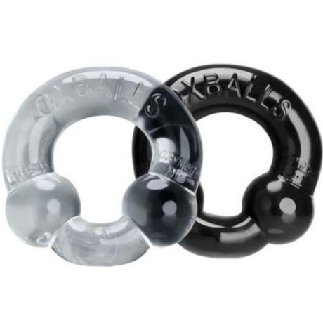 OXBALLS ULTRABALLS 2 Piece Cockring Set (Black & Clear)