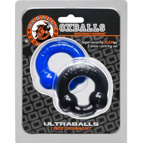 OXBALLS ULTRABALLS 2 Piece Cockring Set (Black & Police Blue)