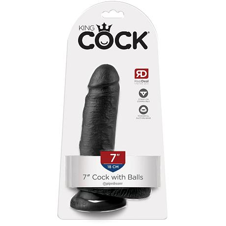 KING COCK 7″ Cock with Balls (Black)