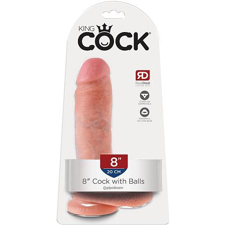 KING COCK 8″ Cock with Balls Suction Cup Dildo