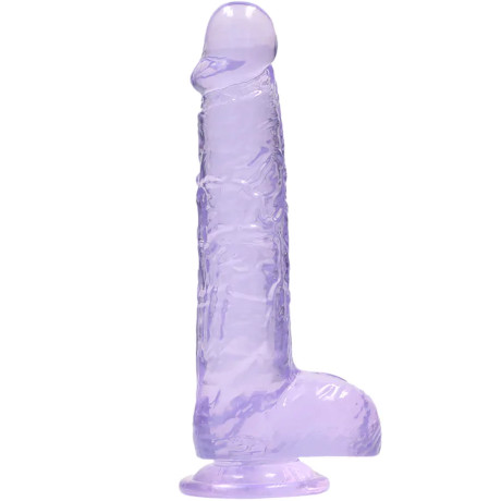 REALROCK CRYSTAL CLEAR DILDO 6″ / 15 cm Realistic Dildo with Balls and Suction Cup (Purple)