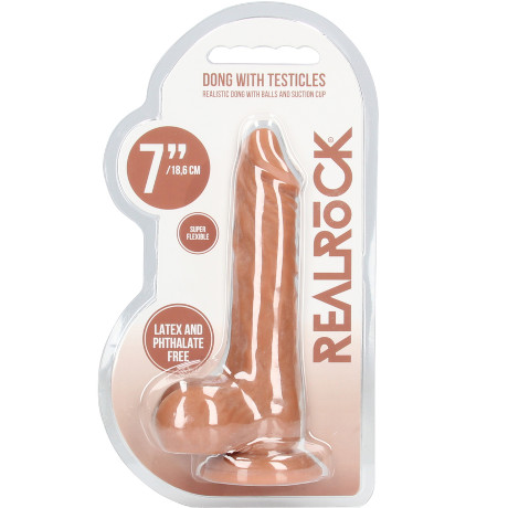 REALROCK DONG WITH TESTICLES 7″ / 18.6 cm Suction Cup Dildo (Tan)