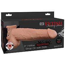 FETISH Fantasy Series 9″ Hollow SQUIRTING Strap-On with Balls