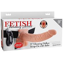 FETISH Fantasy Series 9″ Vibrating Hollow Strap-On with Balls