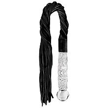 ICICLES No 38 Hand Blown Glass Dildo with Leather Whip