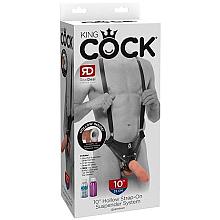 KING COCK 10″ Hollow Strap-On Suspender System