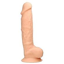 REALROCK SILICONE DILDO / DUAL DENSITY 9″ / 22.8cm Suction Cup Dildo With Balls (Cream)